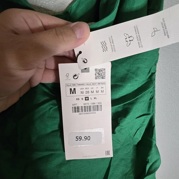 Zara Vibrant Green Linen Midi Dress - Picture 4 of 6